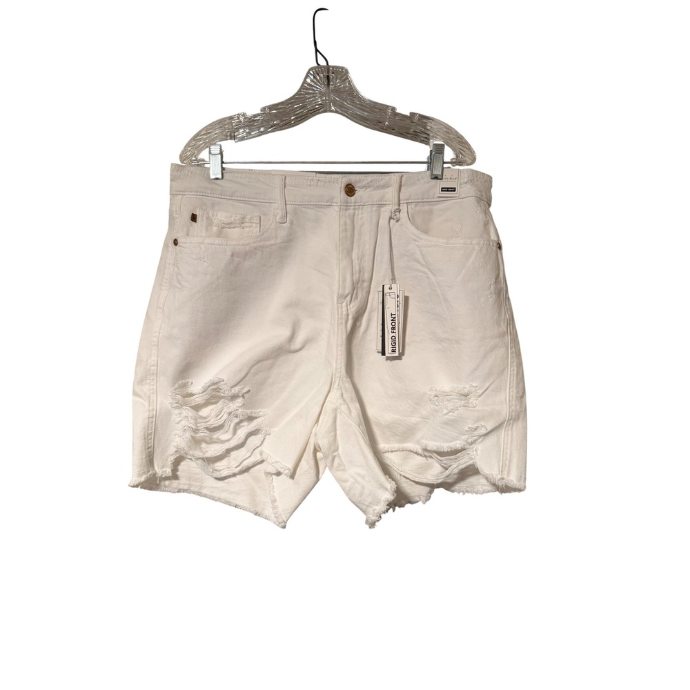 Judy Blue Rigid Front Stretch Back Shorts Women 1XL White Denim Distressed